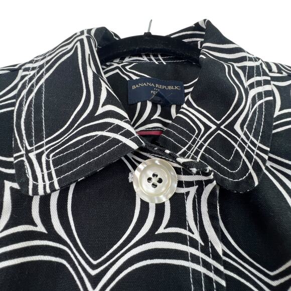 Banana Republic Factory Black White Geometric Jacket XSP Trench Coat Classic - Picture 4 of 12